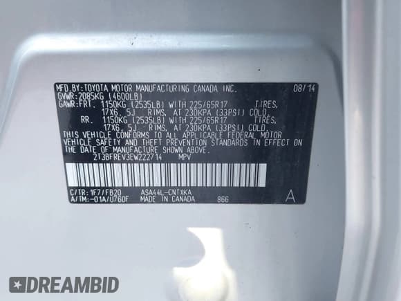 ✅ 2014 Toyota RAV4 LE • VIN: 2T3BFREV3EW222714 • Lot: 43616867. Wystawiony na IAAI z przebiegiem 90 432 mil. Bezpłatny archiwum sprzedaży aukcyjnych z USA i szczegółowy raport historii pojazdu na DreamBid. Zdjęcie 9.