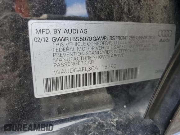 ✅ 2012 Audi S4 Premium Plus • VIN: WAUDGAFL3CA115790 • Lot: 68127074. Wystawiony na Copart z przebiegiem 137 483 mil. Bezpłatny archiwum sprzedaży aukcyjnych z USA i szczegółowy raport historii pojazdu na DreamBid. Zdjęcie 13.