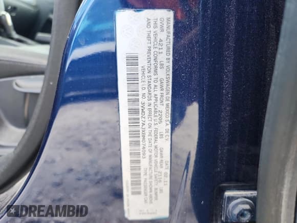 ✅ 2011 Volkswagen Jetta SE • VIN: 3VWDZ7AJXBM074093 • Lot: 86152435. Listed on Copart with 123,898 mi. Free auction sales archive from the USA and detailed vehicle history report at DreamBid. Image 12.