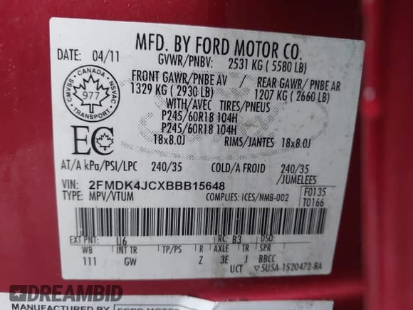 ✅ 2011 Ford Edge SEL • VIN: 2FMDK4JCXBBB15648 • Lot: 43773114. Wystawiony na IAAI z przebiegiem 104 998 mil. Bezpłatny archiwum sprzedaży aukcyjnych z USA i szczegółowy raport historii pojazdu na DreamBid. Zdjęcie 9.