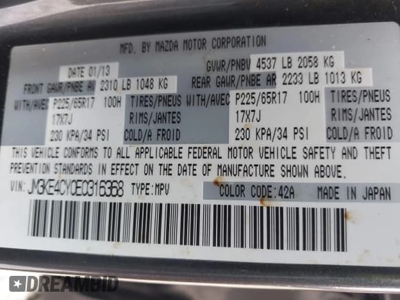 ✅ 2014 Mazda CX-5 Touring • VIN: JM3KE4CY0E0316368 • Lot: 43713598. Wystawiony na IAAI z przebiegiem 166 839 mil. Bezpłatny archiwum sprzedaży aukcyjnych z USA i szczegółowy raport historii pojazdu na DreamBid. Zdjęcie 9.