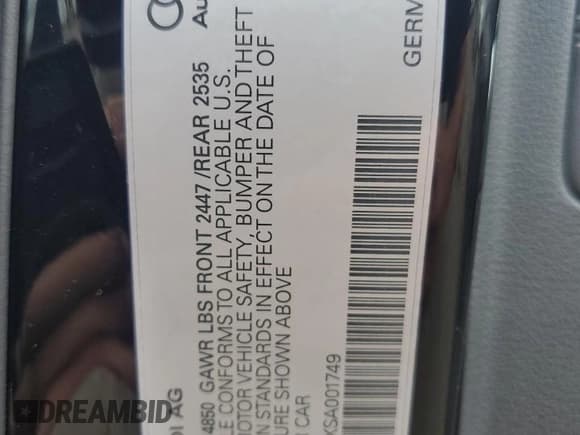 ✅ 2025 Audi A4 S line Premium Plus • VIN: WAUEAAF4XSA001749 • Лот: 67148695. Опубликован ранее на Copart с пробегом 2 167 миль. Бесплатный доступ к архиву аукционных продаж из США и подробный отчёт об истории автомобиля на DreamBid. Изображение 12.