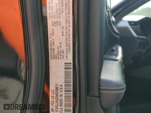 ✅ 2022 Jeep Grand Cherokee Altitude • VIN: 1C4RJJAG5N8599671 • Lot: 53956925. Wystawiony na Copart z przebiegiem 59 413 mil. Bezpłatny archiwum sprzedaży aukcyjnych z USA i szczegółowy raport historii pojazdu na DreamBid. Zdjęcie 14.