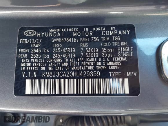 ✅ 2017 Hyundai Tucson Sport • VIN: KM8J3CA20HU429359 • Lot: 43643292. Wystawiony na IAAI z przebiegiem 125 049 mil. Bezpłatny archiwum sprzedaży aukcyjnych z USA i szczegółowy raport historii pojazdu na DreamBid. Zdjęcie 9.