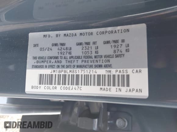 ✅ 2025 Mazda 3 S Carbon Edition • VIN: JM1BPBLM8S1751214 • Лот: 42460433. Опубликован ранее на IAAI с пробегом 6 198 миль. Бесплатный доступ к архиву аукционных продаж из США и подробный отчёт об истории автомобиля на DreamBid. Изображение 9.