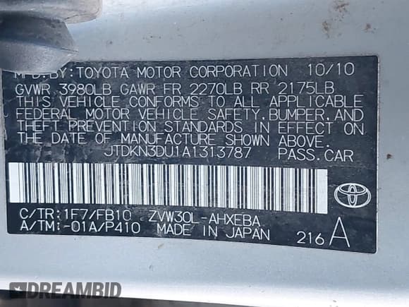 ✅ 2010 Toyota Prius II • VIN: JTDKN3DU1A1313787 • Lot: 43799365. Wystawiony na IAAI z przebiegiem 160 768 mil. Bezpłatny archiwum sprzedaży aukcyjnych z USA i szczegółowy raport historii pojazdu na DreamBid. Zdjęcie 9.