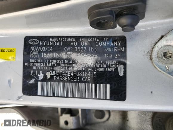 ✅ 2015 Hyundai Accent GLS • VIN: KMHCT4AE4FU818415 • Лот: 73435864. Опубликован ранее на Copart с пробегом 112 976 миль. Бесплатный доступ к архиву аукционных продаж из США и подробный отчёт об истории автомобиля на DreamBid. Изображение 13.