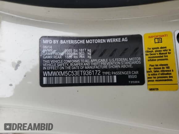 2014 MINI Hardtop with VIN WMWXM5C53ET936172, listed as a Copart auction lot 64183805 with 44,783 mi miles and Salvage title. Bid and sale history available at DreamBid. Image 13.