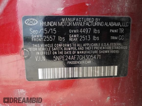 ✅ 2016 Hyundai Sonata SE • VIN: 5NPE24AF7GH305471 • Lot: 43132663. Listed on Copart with 217,869 mi. Free auction sales archive from the USA and detailed vehicle history report at DreamBid. Image 12.