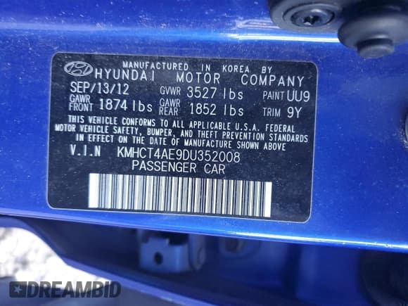 ✅ 2013 Hyundai Accent SE • VIN: KMHCT4AE9D4352008 • Lot: 80873144. Listed on Copart with 137,022 mi. Free auction sales archive from the USA and detailed vehicle history report at DreamBid. Image 12.