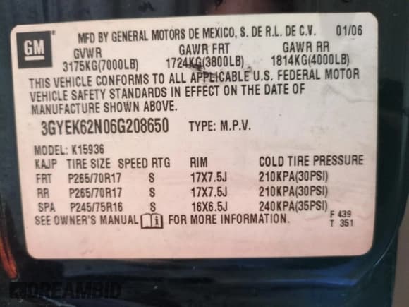 ✅ 2006 Cadillac Escalade EXT • VIN: 3GYEK62N06G208650 • Lot: 72029074. Listed on Copart with 266,823 mi. Free auction sales archive from the USA and detailed vehicle history report at DreamBid. Image 12.