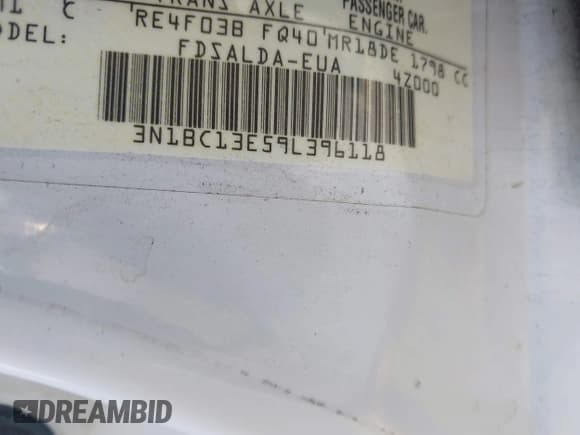 ✅ 2009 Nissan Versa S • VIN: 3N1BC13E59L396118 • Lot: 43587419. Listed on IAAI with 92,926 mi. Free auction sales archive from the USA and detailed vehicle history report at DreamBid. Image 9.