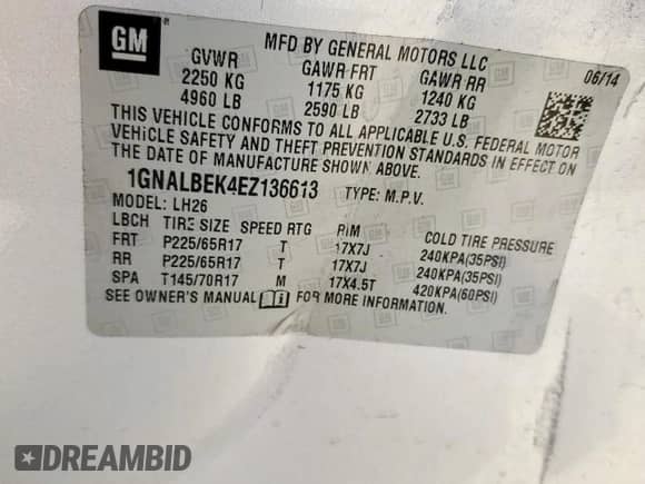 2014 Chevrolet Equinox LT с VIN 1GNALBEK4EZ136613, выставлен на аукционе Copart как лот 80111105 с пробегом 98 472 миль миль и Списание • Salvage title. История ставок и продаж доступна на DreamBid. Изображение 12.