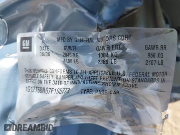 2007 Chevrolet Malibu Maxx LT z VIN 1G1ZT68N67F105773, wystawiony jako IAAI lot #42701415 z przebiegiem Nie podano mil oraz . Historia ofert i sprzedaży dostępna na DreamBid. Obrazek 9.