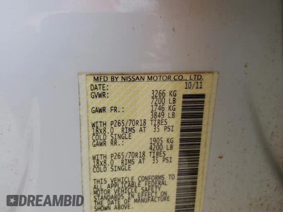 ✅ 2012 Nissan Titan SV • VIN: 1N6AA0EJ9CN304712 • Lot: 53300155. Listed on Copart with 138,048 mi. Free auction sales archive from the USA and detailed vehicle history report at DreamBid. Image 12.