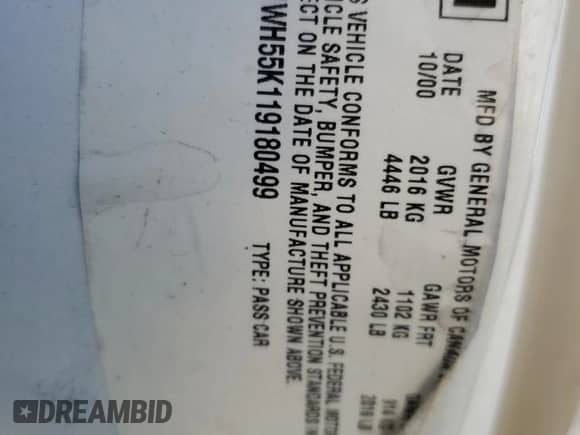 2001 Chevrolet Impala LS с VIN 2G1WH55K119180499, выставлен на аукционе Copart как лот 76848584 с пробегом Не указан миль и Списание • Salvage title. История ставок и продаж доступна на DreamBid. Изображение 12.