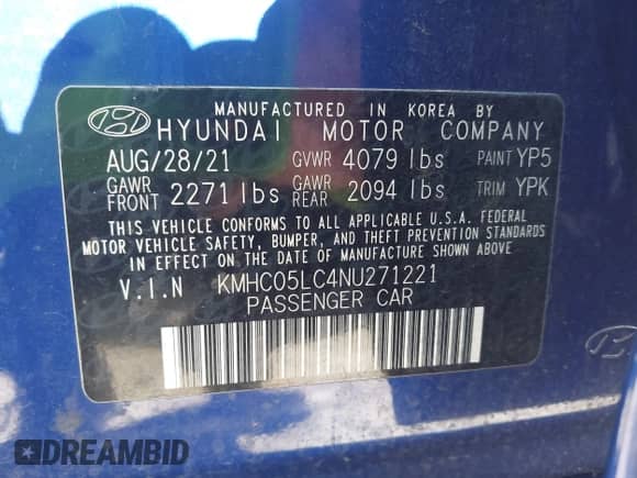 2022 Hyundai Ioniq Limited с VIN KMHC05LC4NU271221, выставлен на аукционе IAAI как лот 43066984 с пробегом 89 843 миль миль и . История ставок и продаж доступна на DreamBid. Изображение 9.