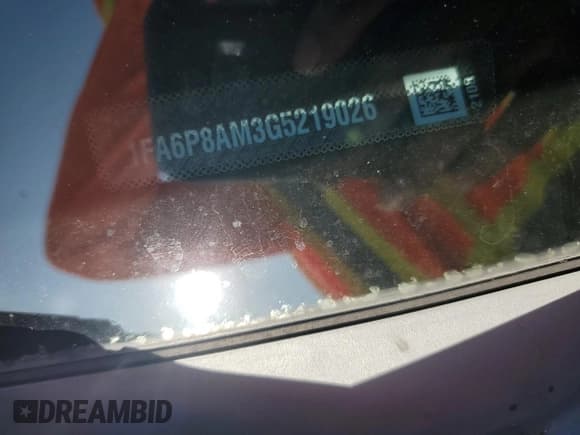 ✅ 2016 Ford Mustang V6 • VIN: 1FA6P8AM3G5219026 • Lot: 59276085. Listed on Copart with 36,269 mi. Free auction sales archive from the USA and detailed vehicle history report at DreamBid. Image 12.