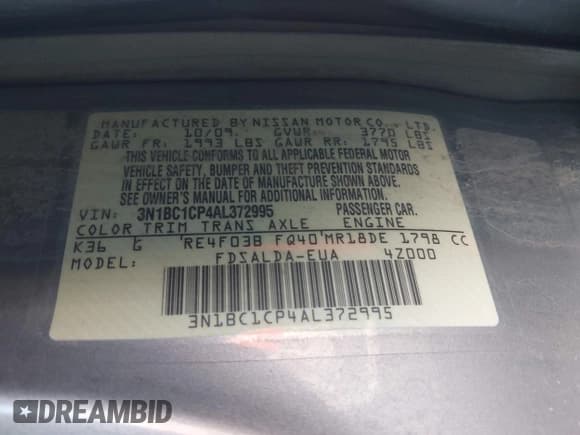 ✅ 2010 Nissan Versa SL • VIN: 3N1BC1CP4AL372995 • Lot: 43674224. Listed on IAAI with 110,540 mi. Free auction sales archive from the USA and detailed vehicle history report at DreamBid. Image 9.