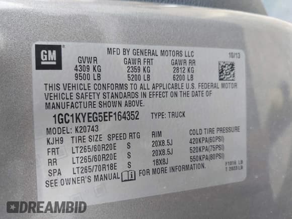 ✅ 2014 Chevrolet Silverado 2500HD LTZ • VIN: 1GC1KYEG5EF164352 • Лот: 42805563. Опубликован ранее на IAAI с пробегом 102 548 миль. Бесплатный доступ к архиву аукционных продаж из США и подробный отчёт об истории автомобиля на DreamBid. Изображение 9.