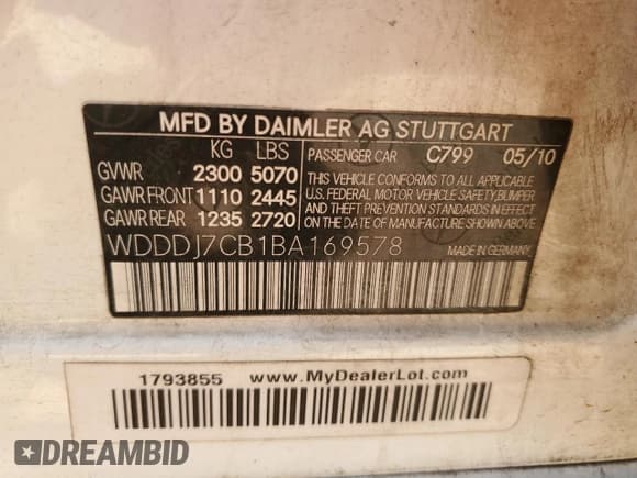 ✅ 2011 Mercedes-Benz CLS 550 • VIN: WDDDJ7CB1BA169578 • Лот: 69415244. Опубликован ранее на Copart с пробегом 173 769 миль. Бесплатный доступ к архиву аукционных продаж из США и подробный отчёт об истории автомобиля на DreamBid. Изображение 12.