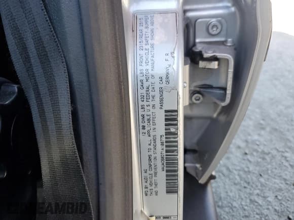 ✅ 2001 Audi A4 • VIN: WAUAC68D71A108775 • Lot: 76943314. Listed on Copart with 174,445 mi. Free auction sales archive from the USA and detailed vehicle history report at DreamBid. Image 12.