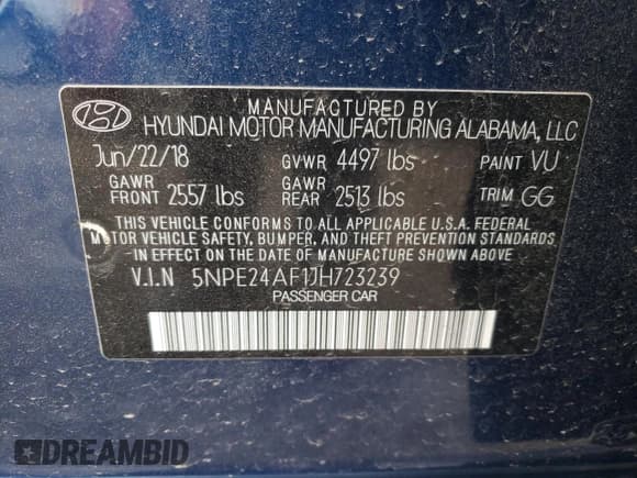 ✅ 2018 Hyundai Sonata SE • VIN: 5NPE24AF1JH723239 • Лот: 45373763. Опубликован ранее на Copart с пробегом 52 717 миль. Бесплатный доступ к архиву аукционных продаж из США и подробный отчёт об истории автомобиля на DreamBid. Изображение 12.