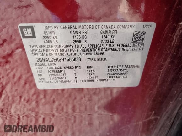 ✅ 2017 Chevrolet Equinox LT • VIN: 2GNALCEK5H1555038 • Lot: 91388955. Wystawiony na Copart z przebiegiem 94 308 mil. Bezpłatny archiwum sprzedaży aukcyjnych z USA i szczegółowy raport historii pojazdu na DreamBid. Zdjęcie 13.