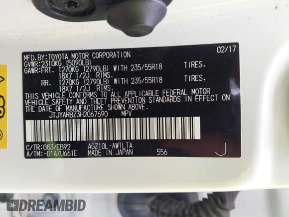 ✅ 2017 Lexus NX 200t • VIN: JTJYARBZ3H2067690 • Lot: 42511412. Listed on IAAI with 119,606 mi. Free auction sales archive from the USA and detailed vehicle history report at DreamBid. Image 9.