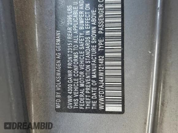 ✅ 2010 Volkswagen Golf GTI • VIN: WVWFD7AJ4AW121482 • Лот: 70056685. Опубликован ранее на Copart с пробегом 139 323 миль. Бесплатный доступ к архиву аукционных продаж из США и подробный отчёт об истории автомобиля на DreamBid. Изображение 13.