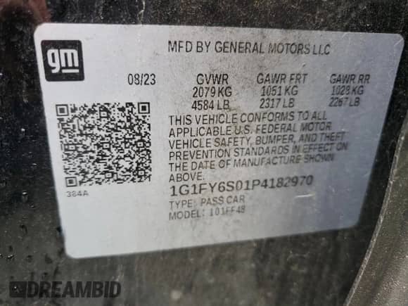 2023 Chevrolet Bolt EUV LT с VIN 1G1FY6S01P4182970, выставлен на аукционе Copart как лот 91176585 с пробегом Не указан миль и На запчасти • Non repairable. История ставок и продаж доступна на DreamBid. Изображение 13.