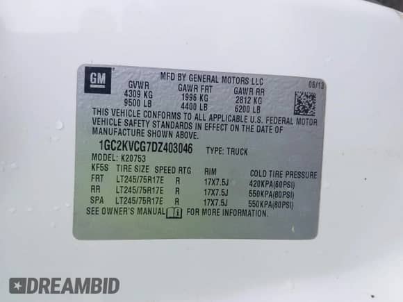 ✅ 2013 Chevrolet Silverado 2500HD Work Truck • VIN: 1GC2KVCG7DZ403046 • Lot: 42442506. Wystawiony na IAAI z przebiegiem 304 543 mil. Bezpłatny archiwum sprzedaży aukcyjnych z USA i szczegółowy raport historii pojazdu na DreamBid. Zdjęcie 9.