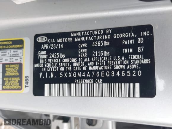 ✅ 2014 Kia Optima LX • VIN: 5XXGM4A76EG346520 • Lot: 43566089. Wystawiony na IAAI z przebiegiem 66 116 mil. Bezpłatny archiwum sprzedaży aukcyjnych z USA i szczegółowy raport historii pojazdu na DreamBid. Zdjęcie 9.