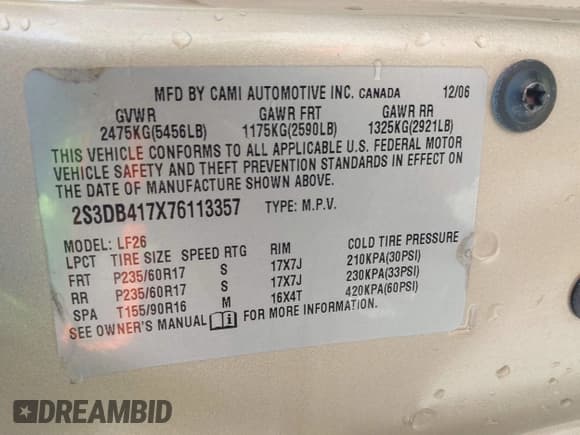 ✅ 2007 Suzuki XL7 Luxury • VIN: 2S3DB417X76113357 • Lot: 43502564. Listed on IAAI with 199,046 mi. Free auction sales archive from the USA and detailed vehicle history report at DreamBid. Image 9.