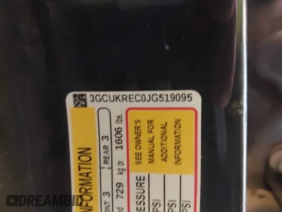 2018 Chevrolet Silverado 1500 LT z VIN 3GCUKREC0JG519095, wystawiony jako IAAI lot #43271594 z przebiegiem 108 548 mil mil oraz . Historia ofert i sprzedaży dostępna na DreamBid. Obrazek 9.