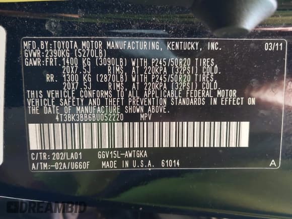 ✅ 2011 Toyota Venza • VIN: 4T3BK3BB6BU052220 • Lot: 43063740. Wystawiony na IAAI z przebiegiem 140 288 mil. Bezpłatny archiwum sprzedaży aukcyjnych z USA i szczegółowy raport historii pojazdu na DreamBid. Zdjęcie 9.