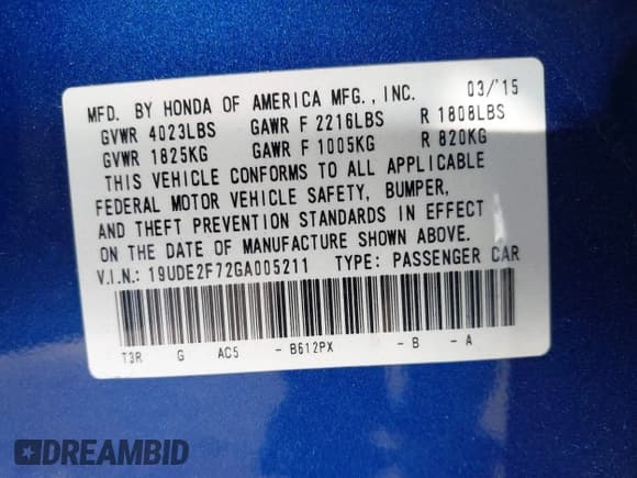 ✅ 2016 Acura ILX Premium • VIN: 19UDE2F72GA005211 • Lot: 41498775. Listed on IAAI with 102,367 mi. Free auction sales archive from the USA and detailed vehicle history report at DreamBid. Image 9.