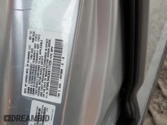 ✅ 2014 Honda Odyssey EX-L • VIN: 5FNRL5H63EB117259 • Lot: 86290755. Listed on Copart with 108,893 mi. Free auction sales archive from the USA and detailed vehicle history report at DreamBid. Image 13.