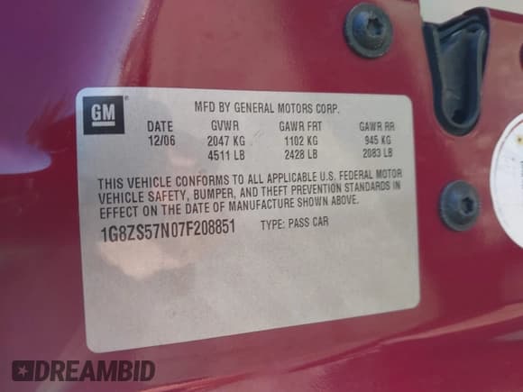 ✅ 2007 Saturn Aura XE • VIN: 1G8ZS57N07F208851 • Lot: 43673659. Listed on IAAI with 149,407 mi. Free auction sales archive from the USA and detailed vehicle history report at DreamBid. Image 9.