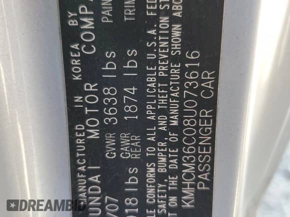 2008 Hyundai Accent GS с VIN KMHCM36C08U073616, выставлен на аукционе Copart как лот 78101524 с пробегом 82 979 миль миль и Чистый • Clean title. История ставок и продаж доступна на DreamBid. Изображение 12.