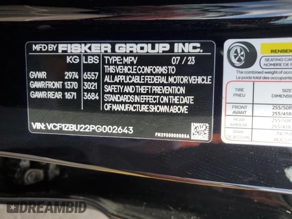✅ 2023 Fisker Ocean One • VIN: VCF1ZBU22PG002643 • Lot: 86328075. Wystawiony na Copart z przebiegiem 14 986 mil. Bezpłatny archiwum sprzedaży aukcyjnych z USA i szczegółowy raport historii pojazdu na DreamBid. Zdjęcie 14.