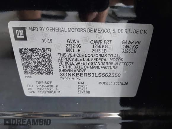 ✅ 2020 Chevrolet Blazer RS • VIN: 3GNKBERS3LS562550 • Лот: 42799633. Опубликован ранее на IAAI с пробегом 69 773 миль. Бесплатный доступ к архиву аукционных продаж из США и подробный отчёт об истории автомобиля на DreamBid. Изображение 9.