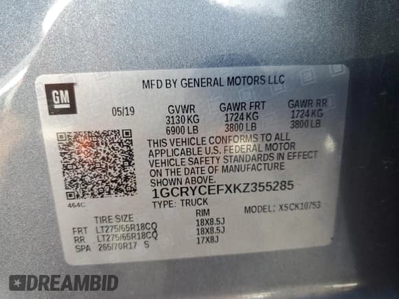 ✅ 2019 Chevrolet Silverado 1500 Custom Trail Boss • VIN: 1GCRYCEFXKZ355285 • Lot: 82586365. Wystawiony na Copart z przebiegiem 77 431 mil. Bezpłatny archiwum sprzedaży aukcyjnych z USA i szczegółowy raport historii pojazdu na DreamBid. Zdjęcie 12.
