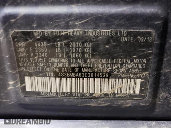 ✅ 2014 Subaru Legacy 2.5i • VIN: 4S3BMBA63E3014539 • Lot: 44408865. Wystawiony na Copart z przebiegiem 84 538 mil. Bezpłatny archiwum sprzedaży aukcyjnych z USA i szczegółowy raport historii pojazdu na DreamBid. Zdjęcie 12.