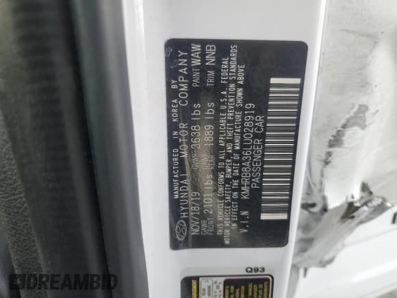 ✅ 2020 Hyundai Venue SE • VIN: KMHRB8A36LU028919 • Lot: 53451275. Listed on Copart with 56,821 mi. Free auction sales archive from the USA and detailed vehicle history report at DreamBid. Image 13.