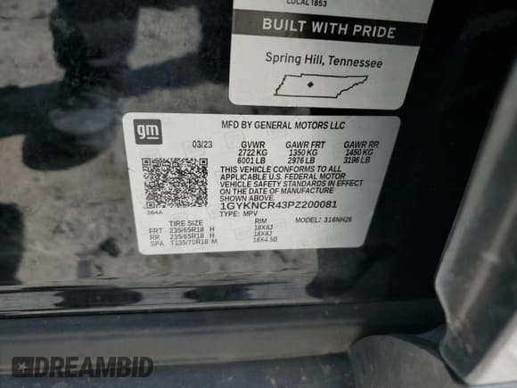 ✅ 2023 Cadillac XT5 FWD Premium Luxury • VIN: 1GYKNCR43PZ200081 • Lot: 64992635. Listed on Copart with 70,353 mi. Free auction sales archive from the USA and detailed vehicle history report at DreamBid. Image 13.