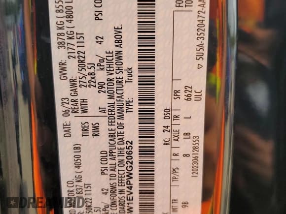 ✅ 2023 Ford F-150 Lightning Pro • VIN: 1FT6W1EV4PWG20652 • Lot: 54640444. Listed on Copart with Not provided. Free auction sales archive from the USA and detailed vehicle history report at DreamBid. Image 12.