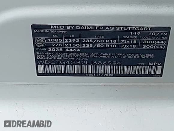 ✅ 2020 Mercedes-Benz GLA 250 • VIN: WDCTG4GB2LJ686994 • Лот: 42629866. Опубликован ранее на IAAI с пробегом 60 129 миль. Бесплатный доступ к архиву аукционных продаж из США и подробный отчёт об истории автомобиля на DreamBid. Изображение 9.