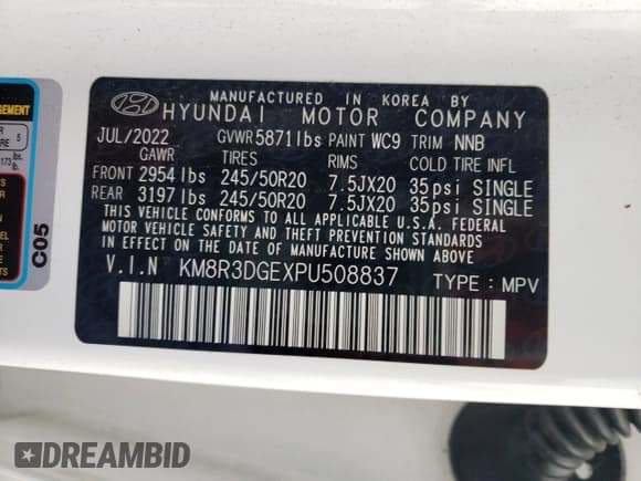 ✅ 2023 Hyundai Palisade XRT • VIN: KM8R3DGEXPU508837 • Лот: 85326834. Опубликован ранее на Copart с пробегом 37 452 миль. Бесплатный доступ к архиву аукционных продаж из США и подробный отчёт об истории автомобиля на DreamBid. Изображение 13.