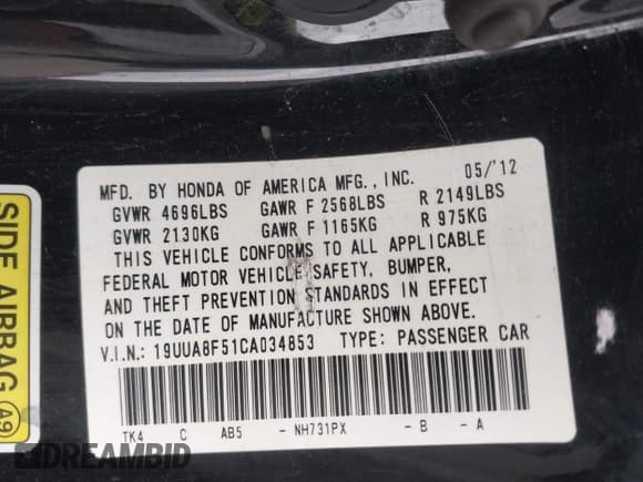 ✅ 2012 Acura TL Technology • VIN: 19UUA8F51CA034853 • Лот: 43785384. Опубликован ранее на IAAI с пробегом 199 320 миль. Бесплатный доступ к архиву аукционных продаж из США и подробный отчёт об истории автомобиля на DreamBid. Изображение 9.